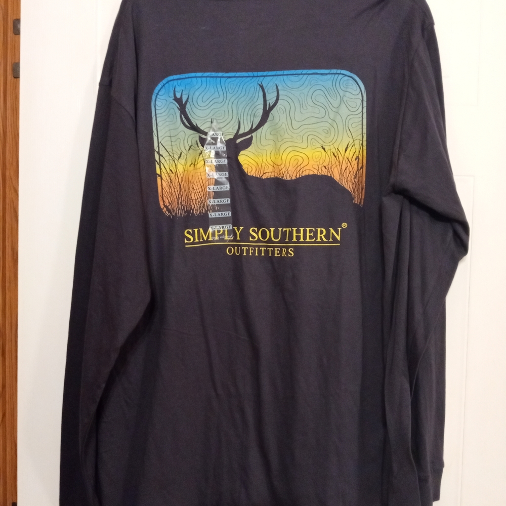 NWT Men's Gray Simply Southern Long Sleeve Shirt - Picture 5 of 6